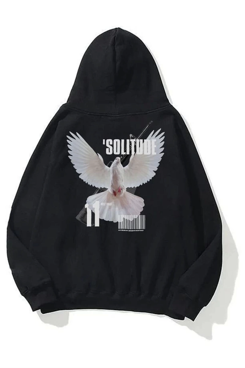 Unisex Solitude Sweatshirt Hoodie Siyah