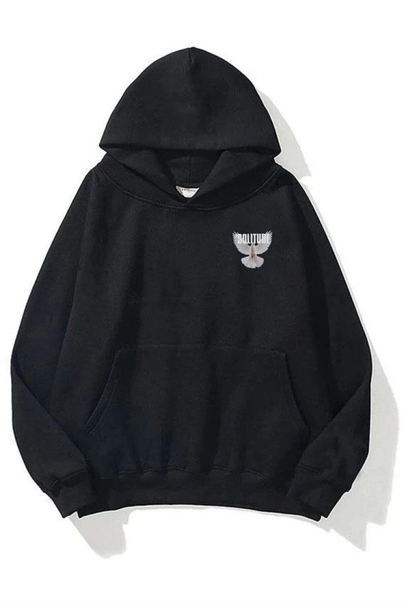 Unisex Solitude Sweatshirt Hoodie Siyah