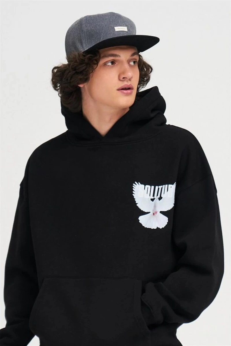 Unisex Solitude Sweatshirt Hoodie Siyah