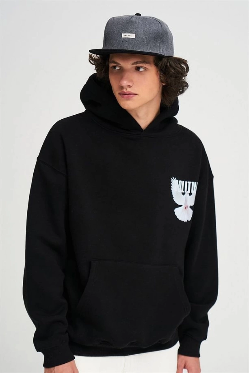 Unisex Solitude Sweatshirt Hoodie Siyah