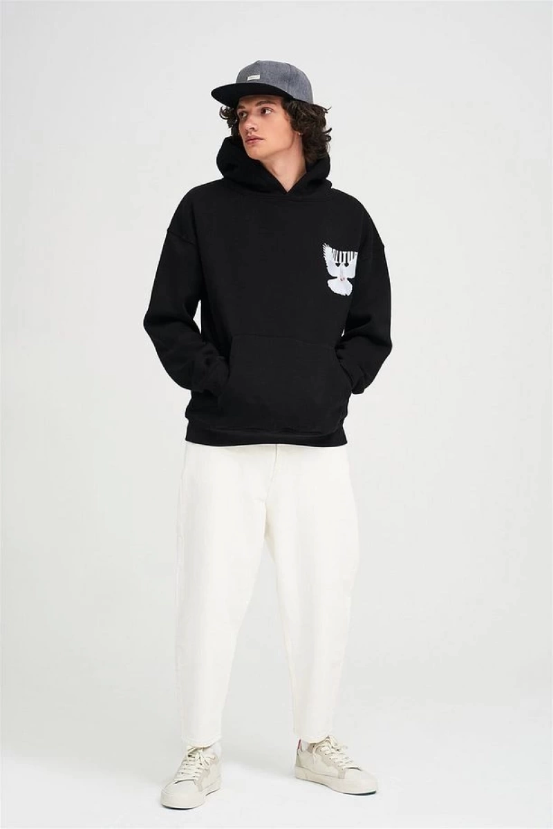 Unisex Solitude Sweatshirt Hoodie Siyah