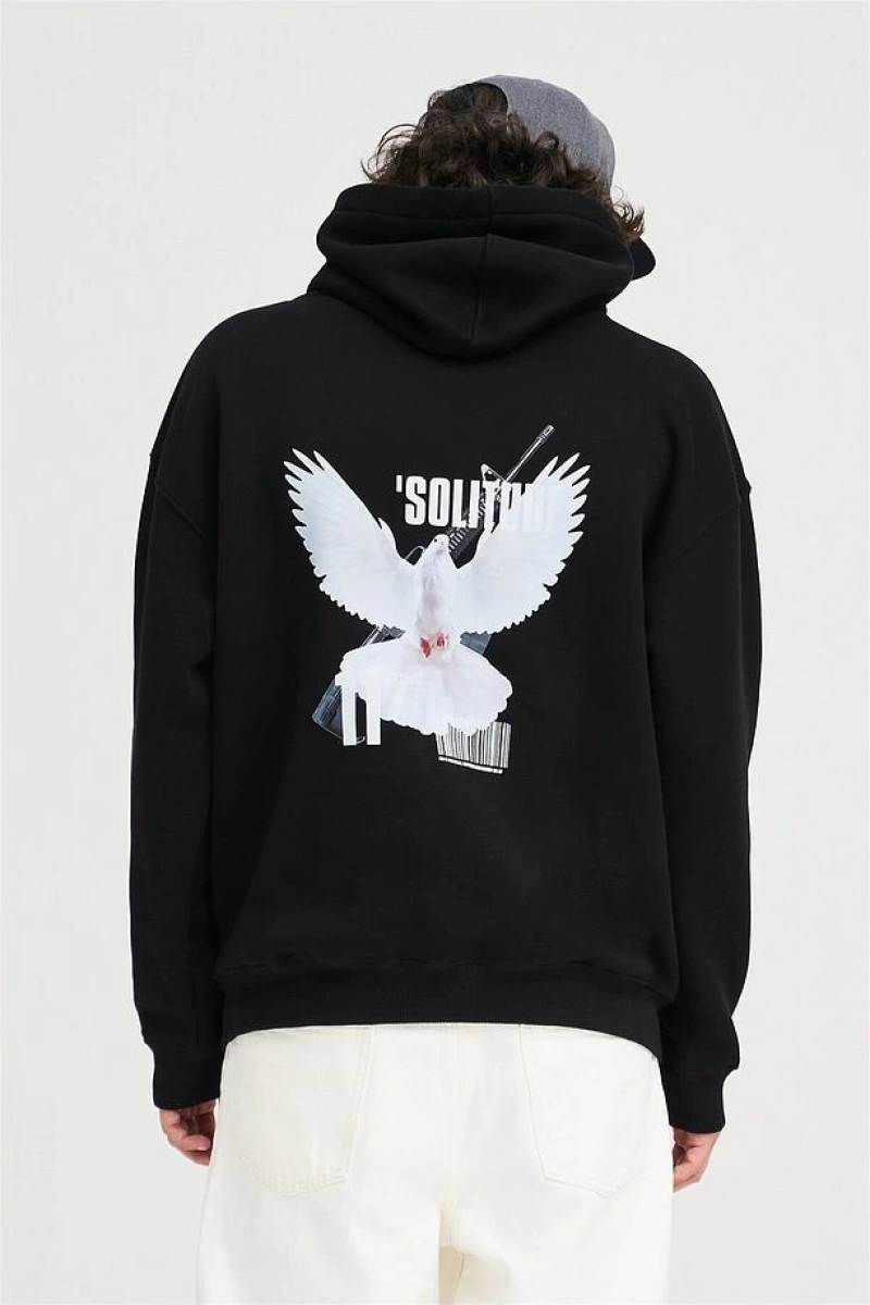 Unisex Solitude Sweatshirt Hoodie Siyah