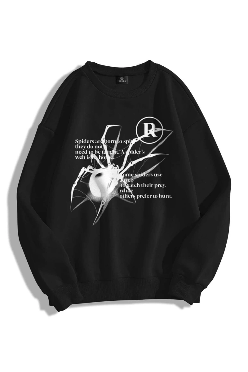 Unisex Spider R Bisiklet Yaka Sweatshirt Hoodie