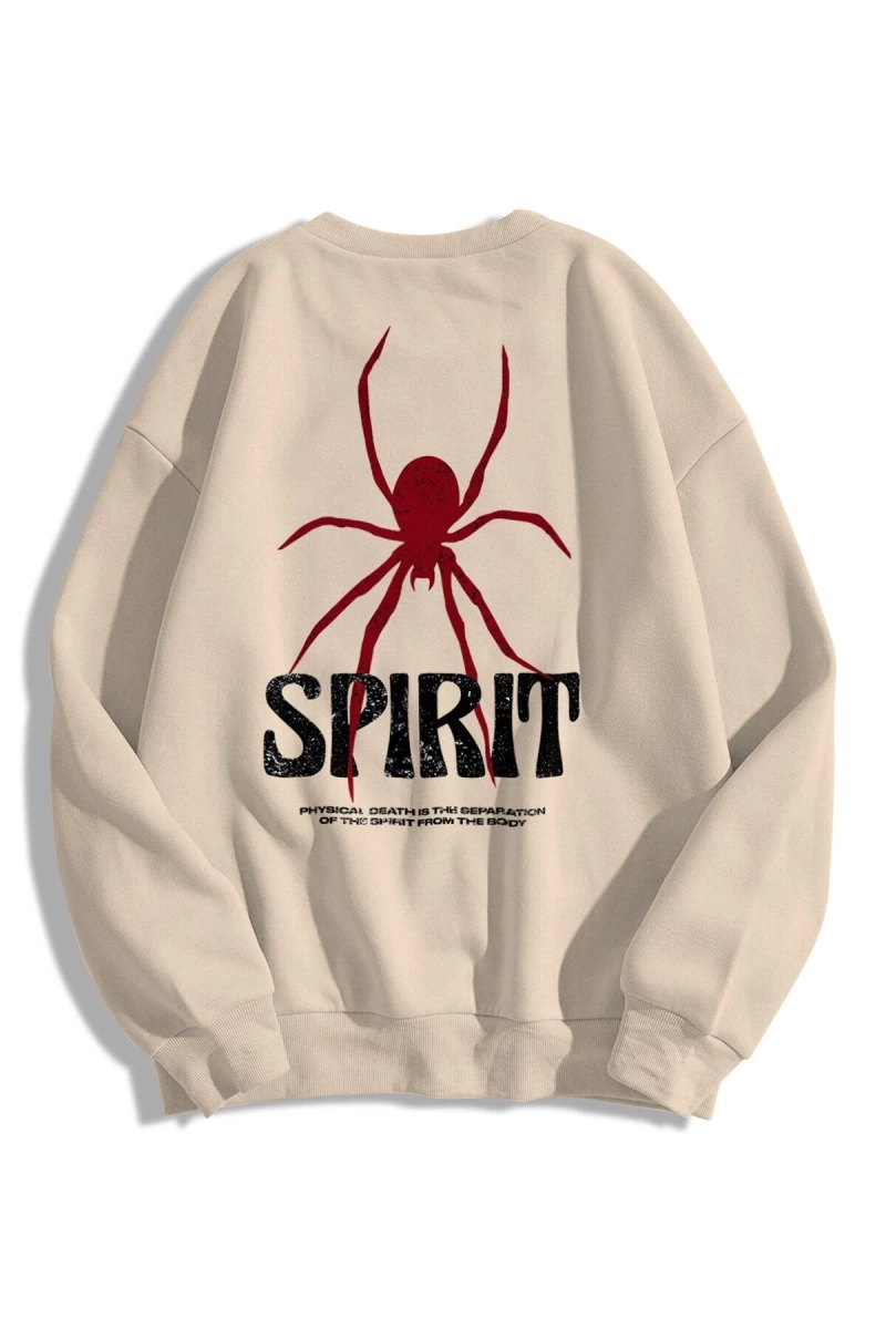 Unisex Spirit Bisiklet Yaka Sweatshirt Hoodie