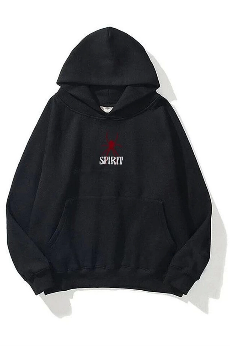 Unisex Spirit Sweatshirt Hoodie Siyah
