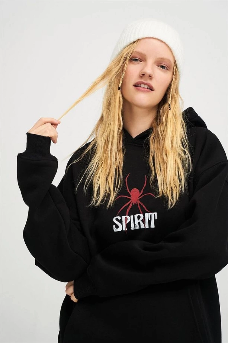 Unisex Spirit Sweatshirt Hoodie Siyah