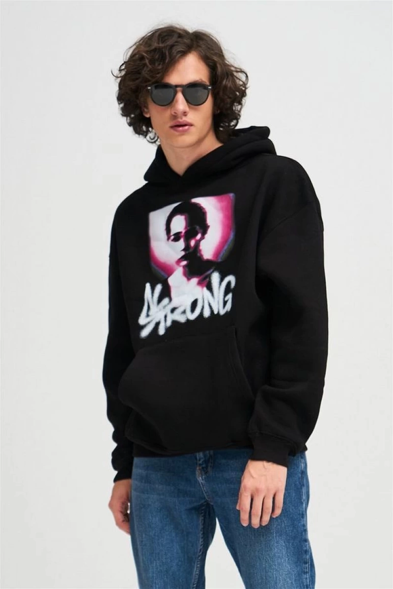 Unisex Strong Sweatshirt Hoodie Siyah