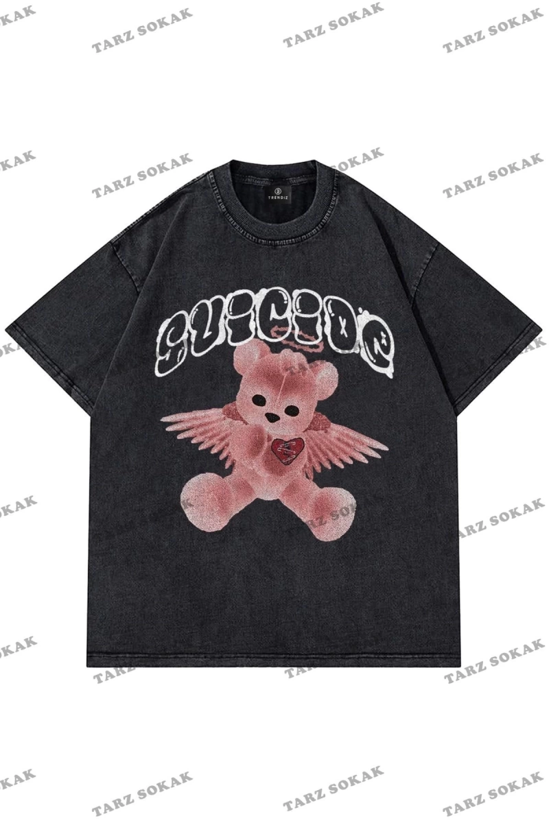 Unisex Suicide Bear Yıkamalı Antasit