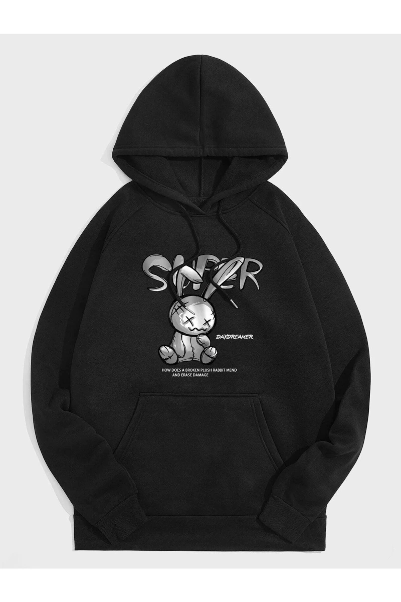 Unisex Super Baskılı Kapüşonlu Sweatshirt