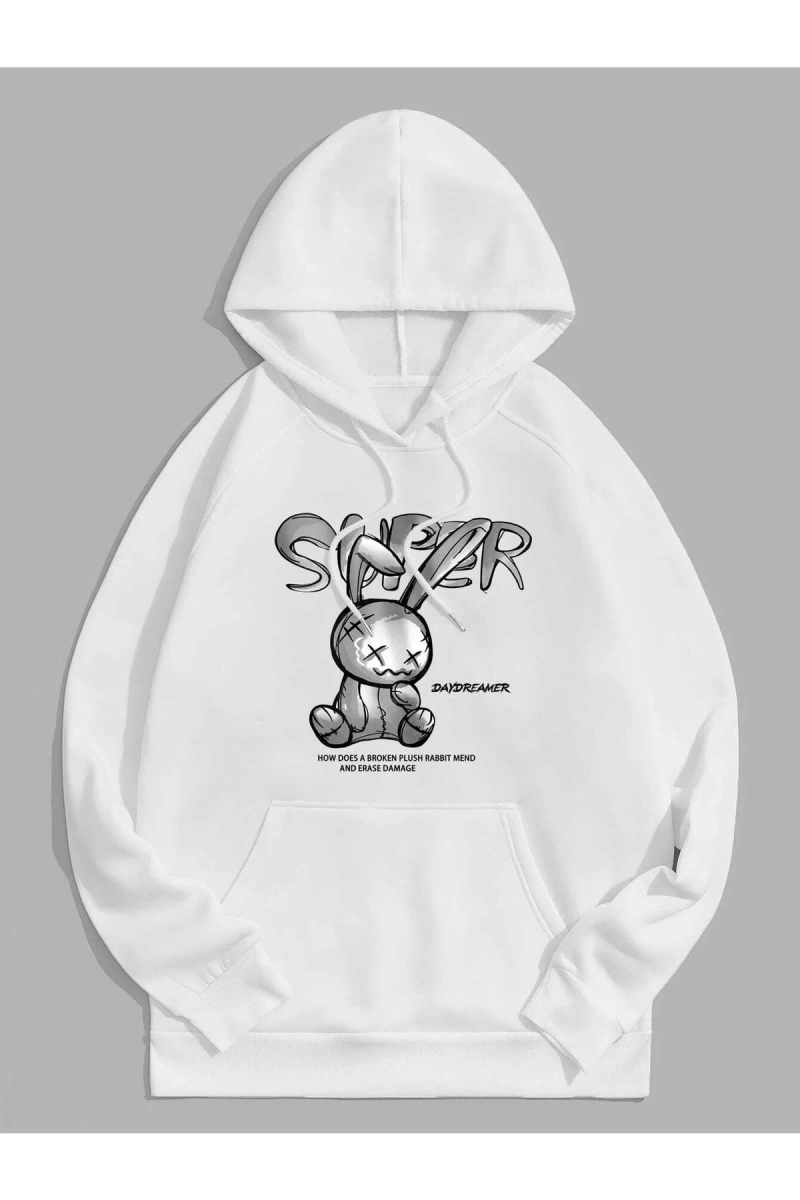 Unisex Super Baskılı Kapüşonlu Sweatshirt