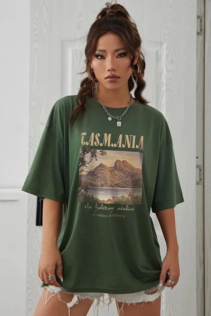 Unisex Tasmania Baskılı T-shirt