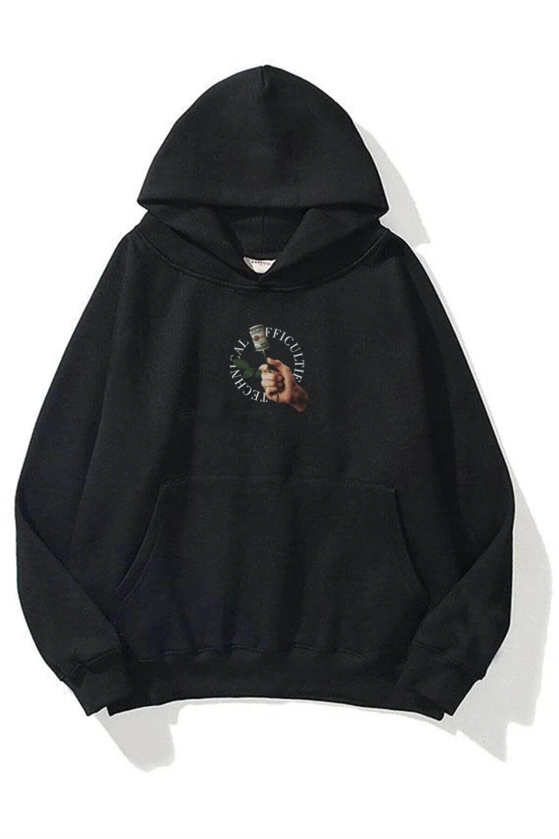 Unisex Technical Difficulties Siyah Sweatshirt