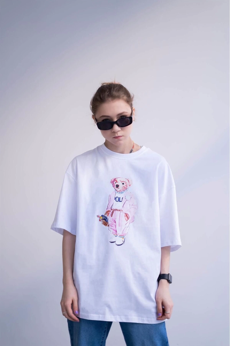 Unisex Teddy Beyaz Tshirt