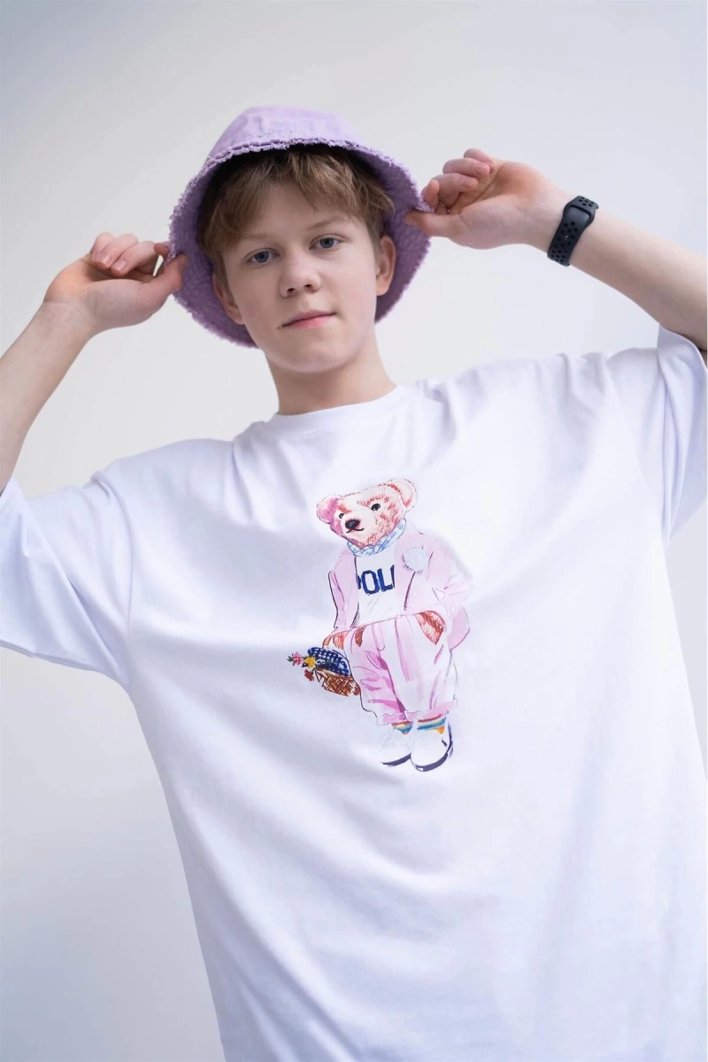 Unisex Teddy Beyaz Tshirt