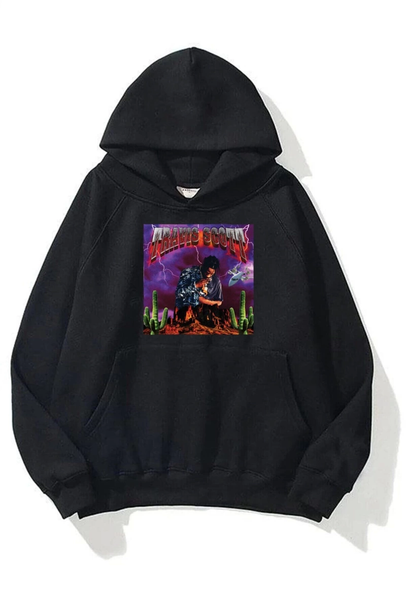 Unisex Travis Scott Cactus Siyah Sweatshirt
