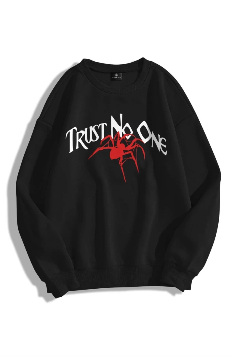 Unisex Trust No One Bisiklet Yaka Sweatshirt