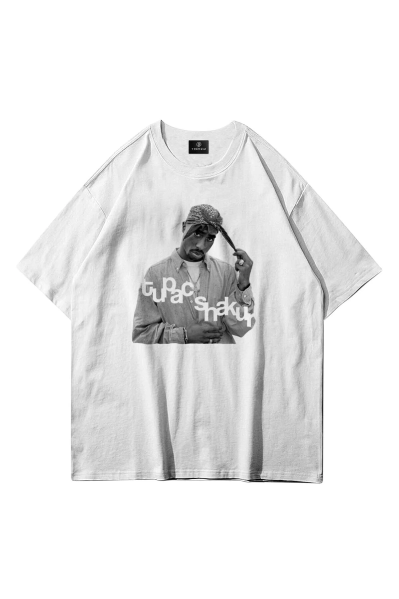 Unisex Tupac Shakur Tshirt Beyaz