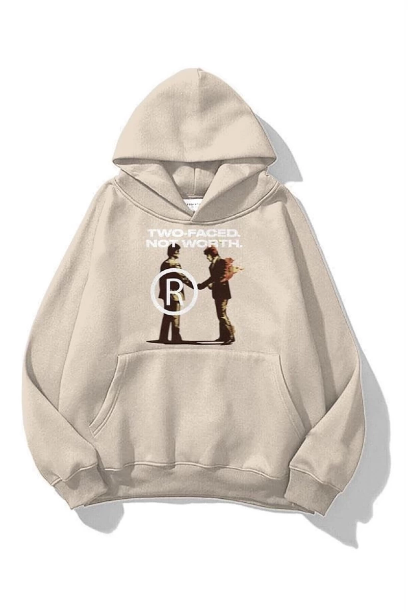 Unisex Two Faced Sweatshirt Hoodie Gri