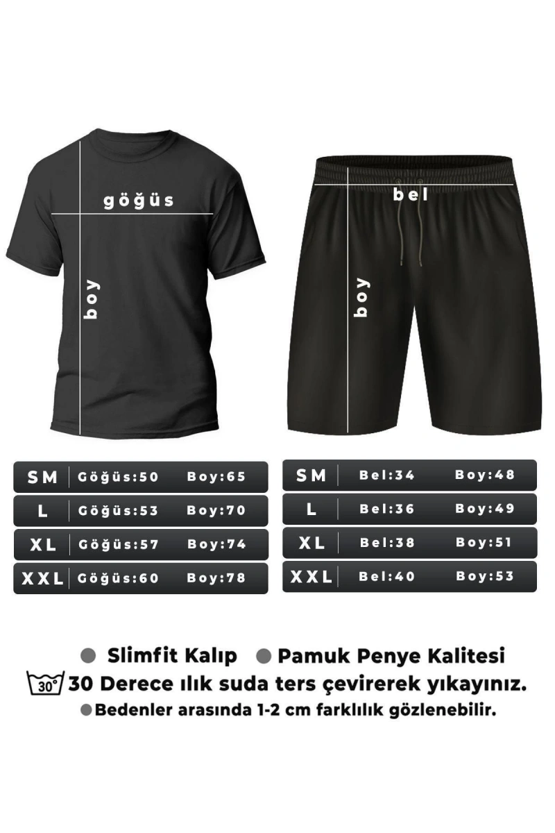 Unisex Unisex Şort T-shirt Eşofman Takımı TSH-Düz-SHRT-DÜZ