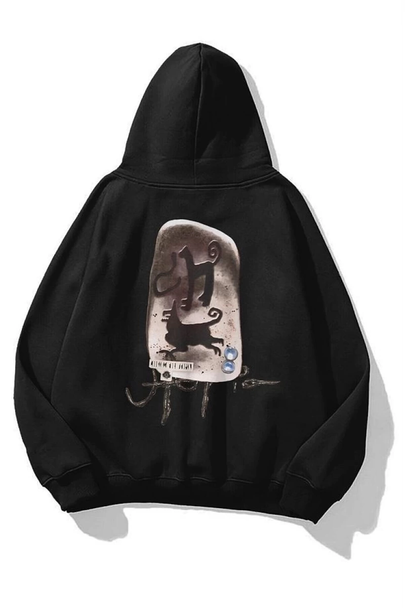 Unisex Utopia Ancient Inscriptions Travis Scott Sweatshirt Hoodie Siyah