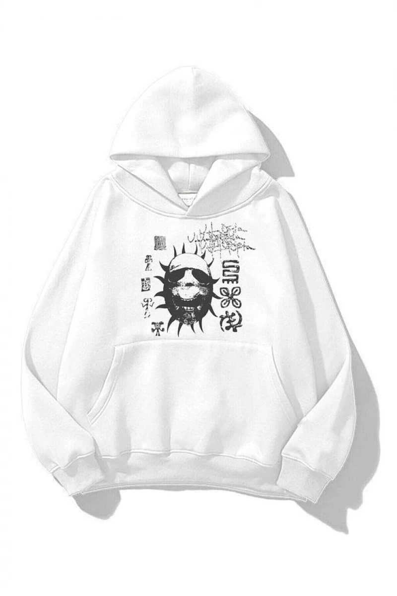 Unisex Utopia Dark Mask Travis Scott Sweatshirt Hoodie Beyaz