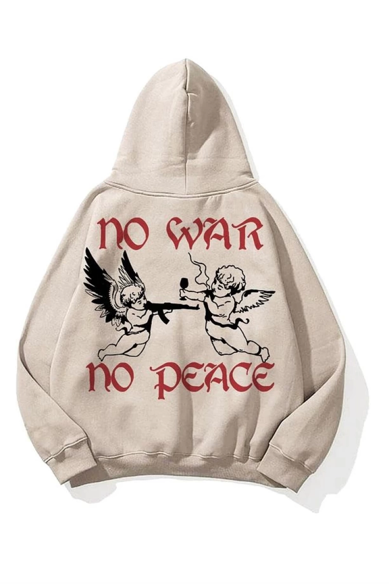 Unisex War Peace Sweatshirt Hoodie Gri