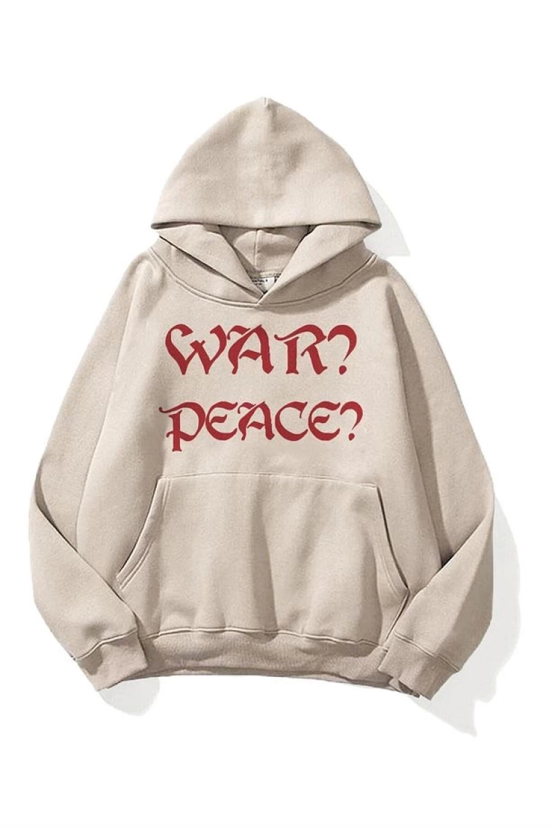 Unisex War Peace Sweatshirt Hoodie Gri