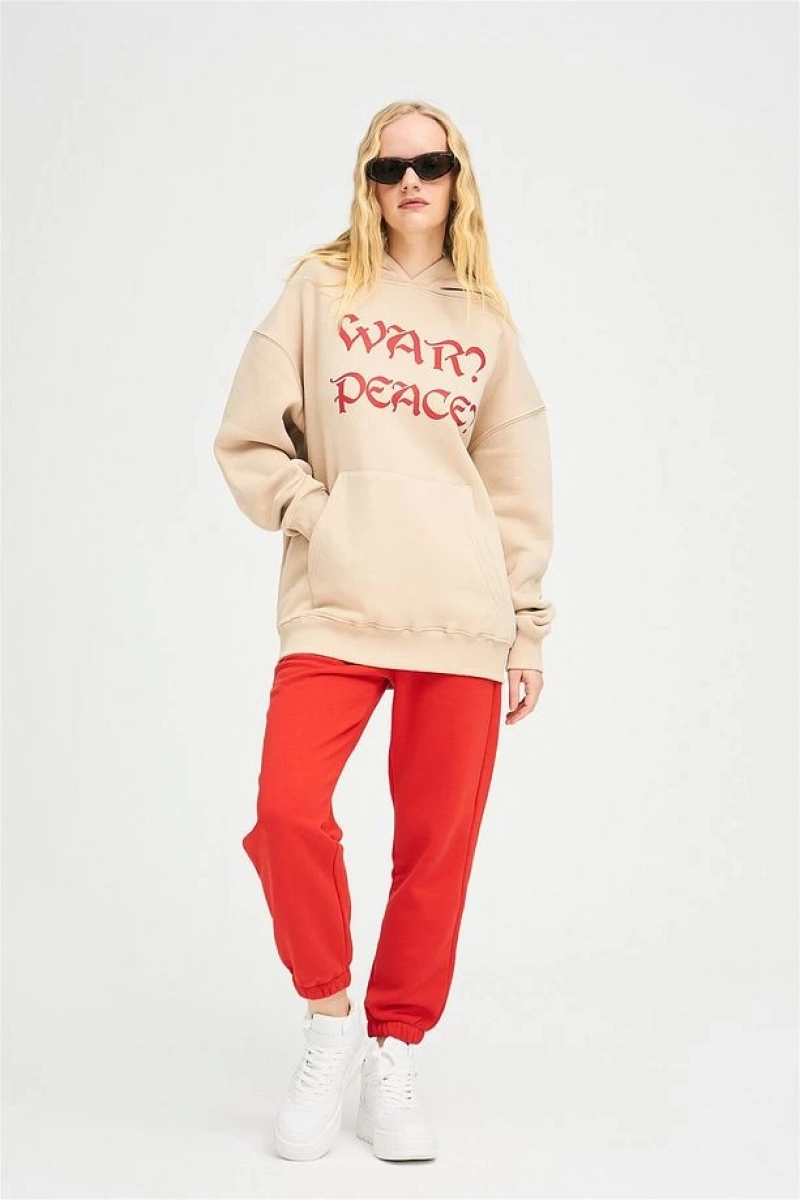 Unisex War Peace Sweatshirt Hoodie Gri