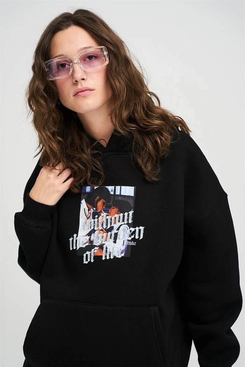 Unisex Without The Burden Sweatshirt Hoodie Siyah