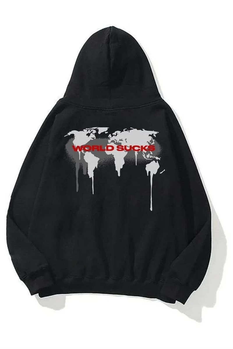 Unisex World Sucks Sweatshirt Siyah