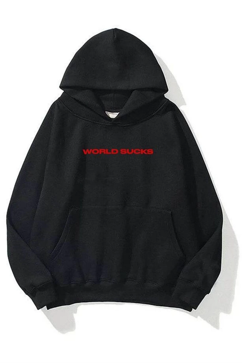 Unisex World Sucks Sweatshirt Siyah
