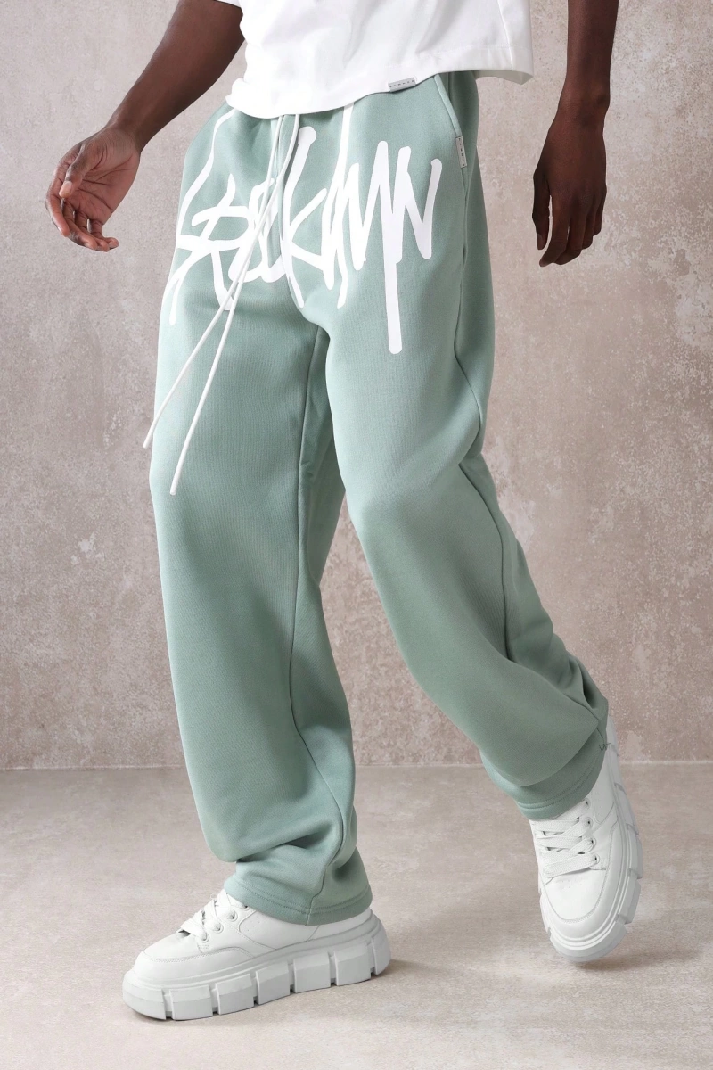 Urban Streetwear Skater Fit Eşofman Altı Graffiti Logo Baskılı, Elastik Bel Jogger Tar