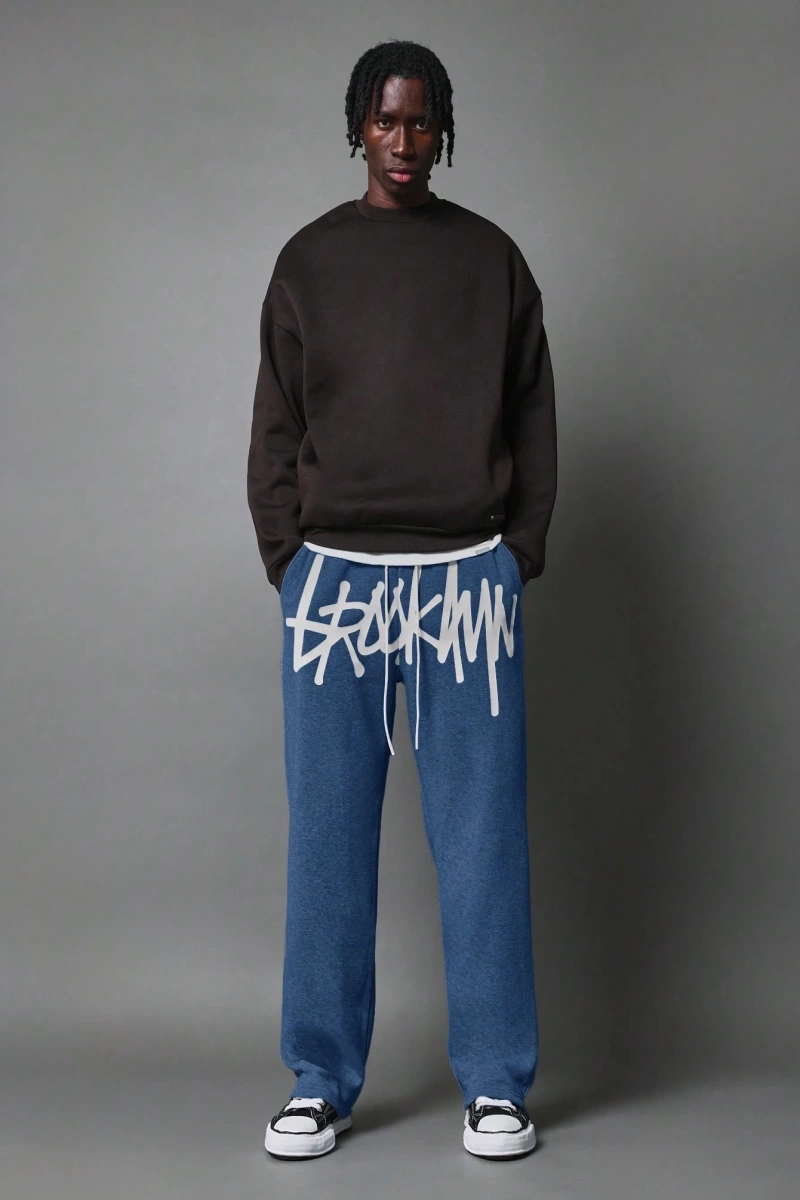 Urban Streetwear Skater Fit Eşofman Altı Graffiti Logo Baskılı, Elastik Bel Jogger Tar