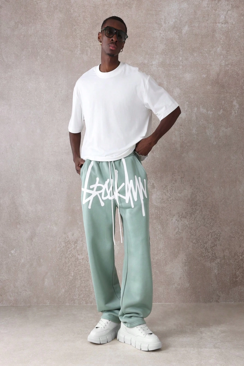 Urban Streetwear Skater Fit Eşofman Altı Graffiti Logo Baskılı, Elastik Bel Jogger Tar