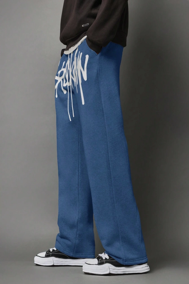 Urban Streetwear Skater Fit Eşofman Altı Graffiti Logo Baskılı, Elastik Bel Jogger Tar