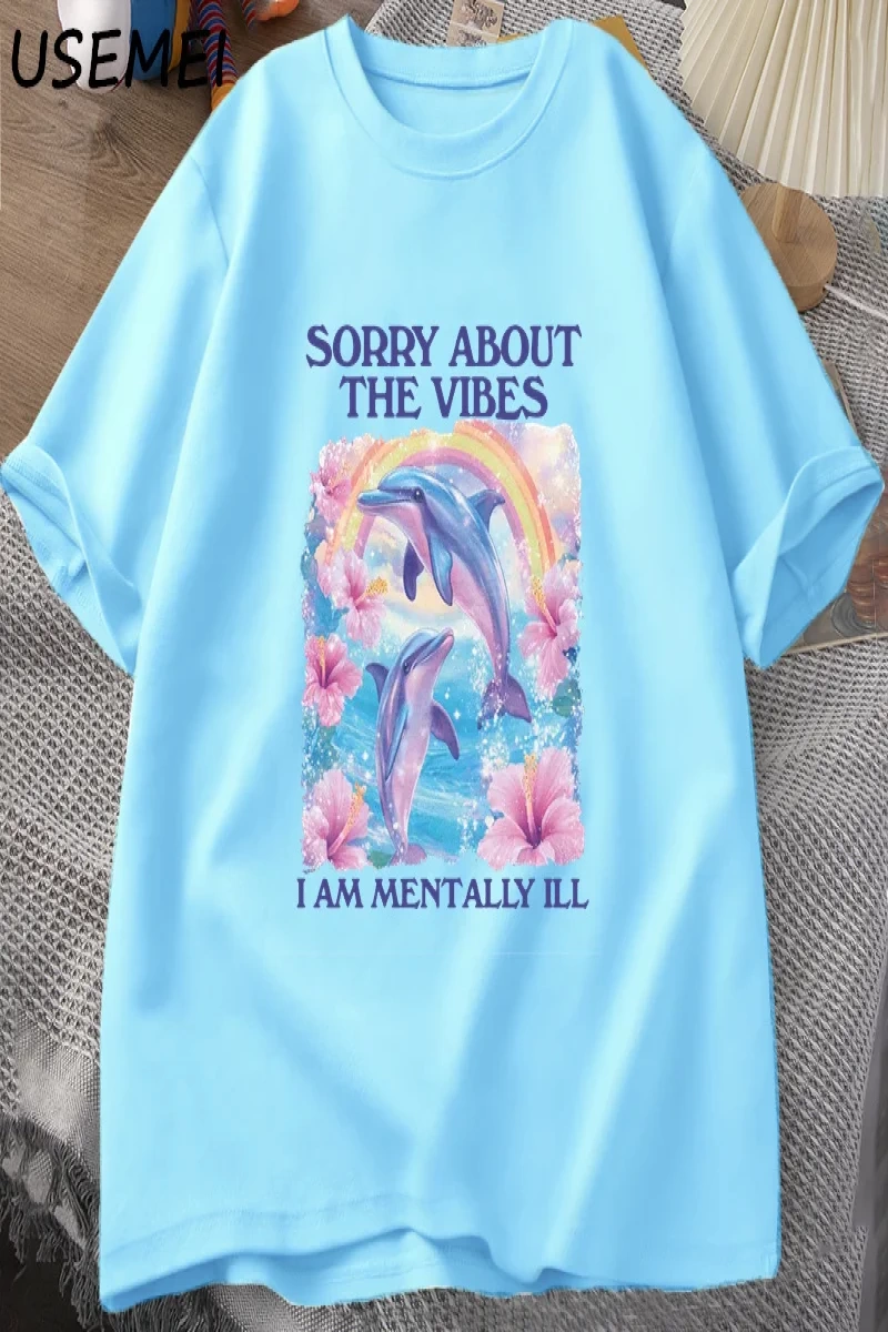 Üzgünüm Vibes hakkında Unisex T Shirt Aptal Garip T-shirt Komik Zihinsel Tshirt Pamuk Kısa Ko 2811