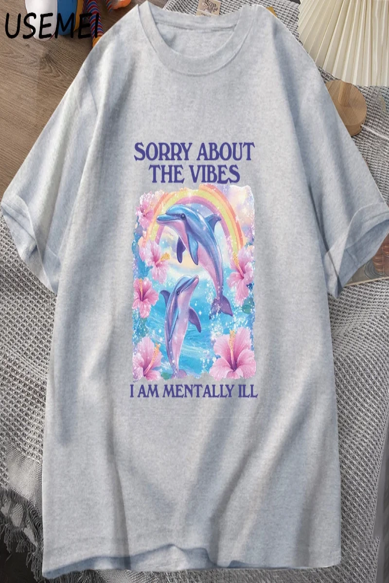 Üzgünüm Vibes hakkında Unisex T Shirt Aptal Garip T-shirt Komik Zihinsel Tshirt Pamuk Kısa Ko 2811