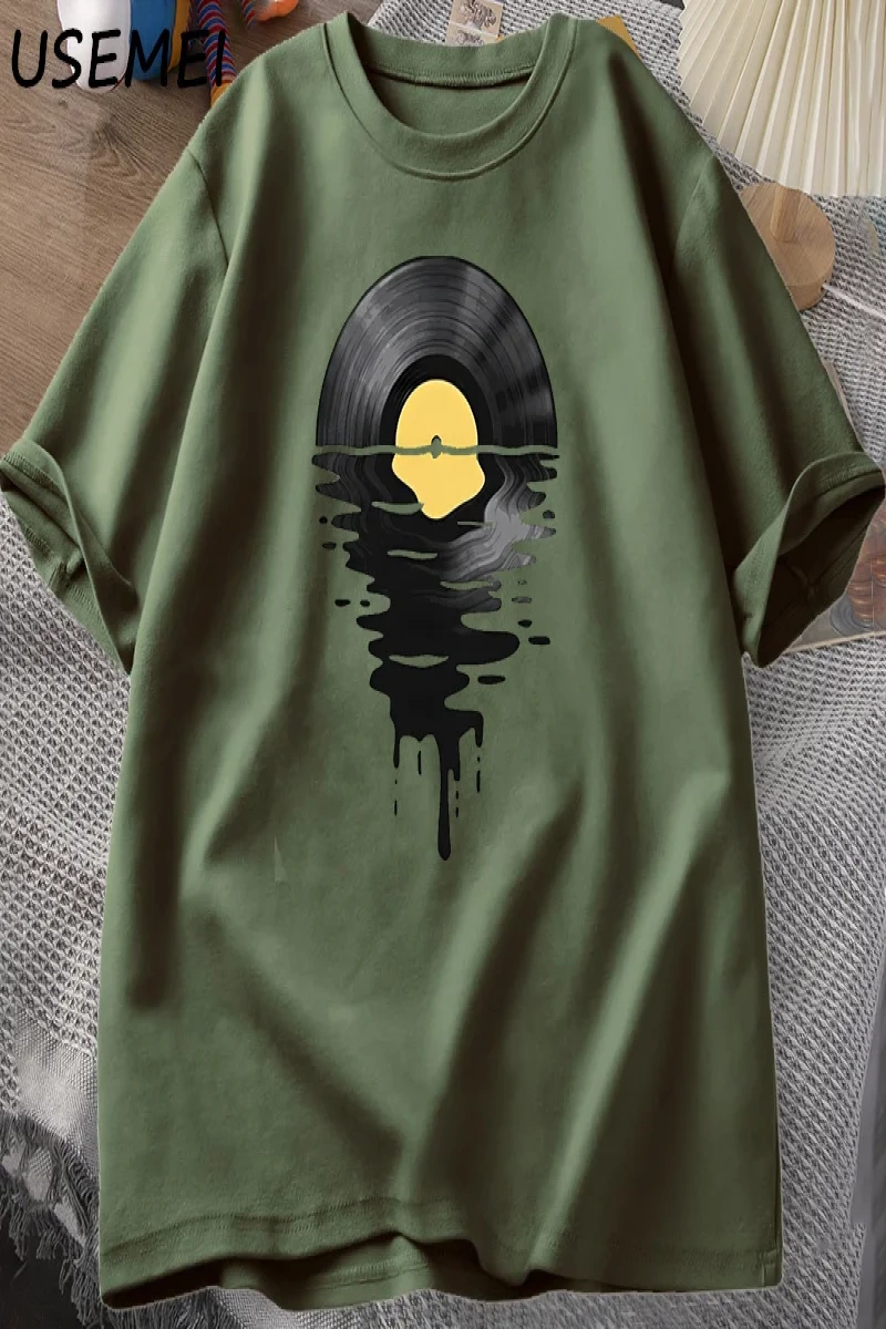 Vinil Kayıt T Shirt Vinil Serin Gün Batımı Vintage Müzik Sevgilisi Tee Tshirt DJ Müzik Öğretm 2866