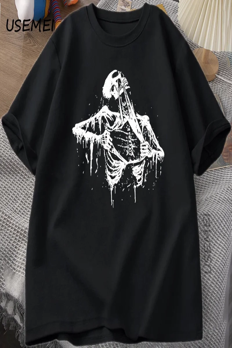 Vintage İskelet Yırtık Rip Cage 90s Tİskelet Grafik T-shirt Y2k Kafatası Tee Hip Hop  2970