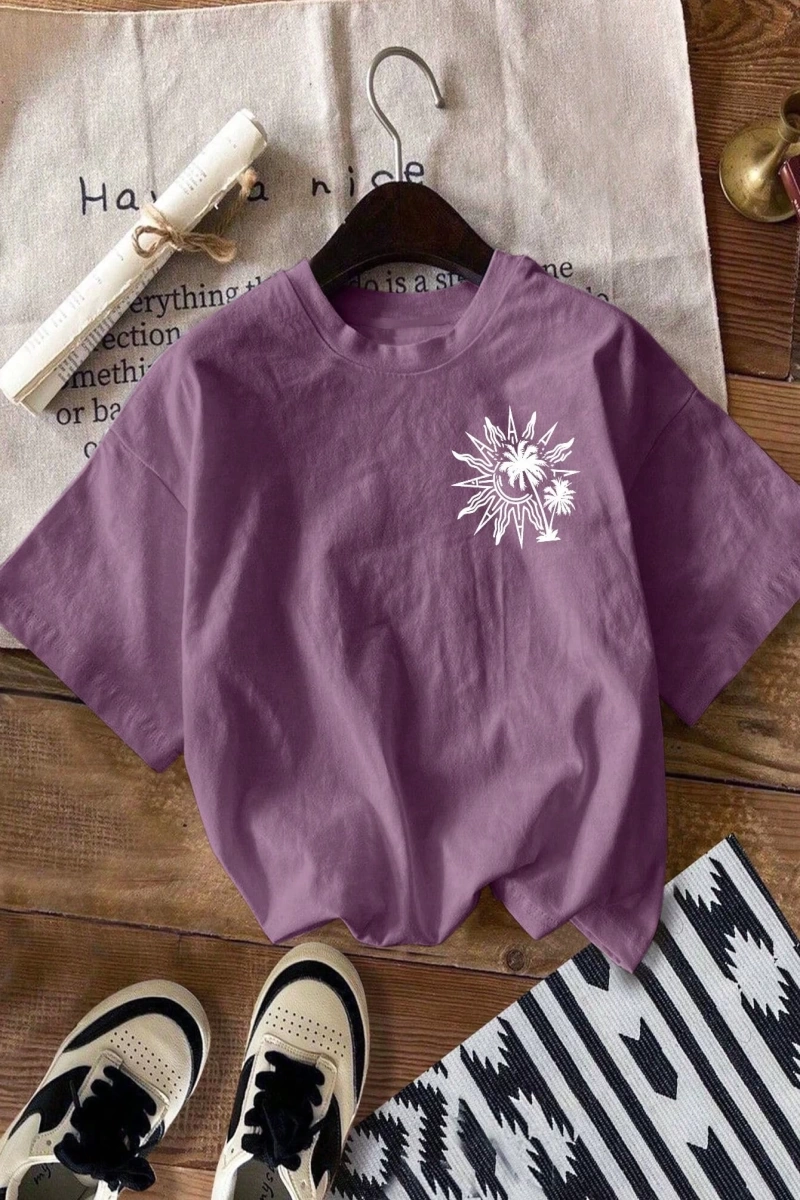 Vintage Loose Kişilik Sokak Grafik Baskılı Yuvarlak Yaka Kısa Kollu Tişört