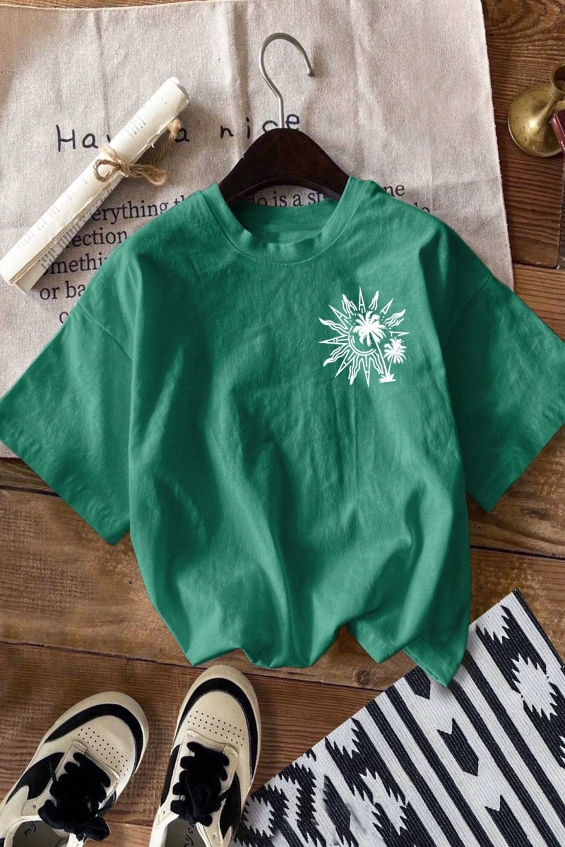 Vintage Loose Kişilik Sokak Grafik Baskılı Yuvarlak Yaka Kısa Kollu Tişört