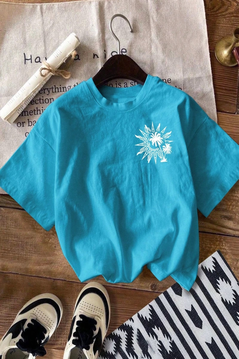 Vintage Loose Kişilik Sokak Grafik Baskılı Yuvarlak Yaka Kısa Kollu Tişört