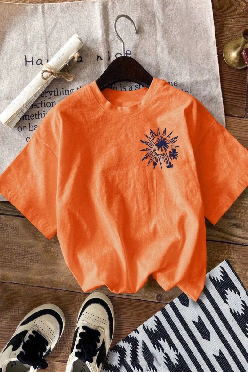 Vintage Loose Kişilik Sokak Grafik Baskılı Yuvarlak Yaka Kısa Kollu Tişört