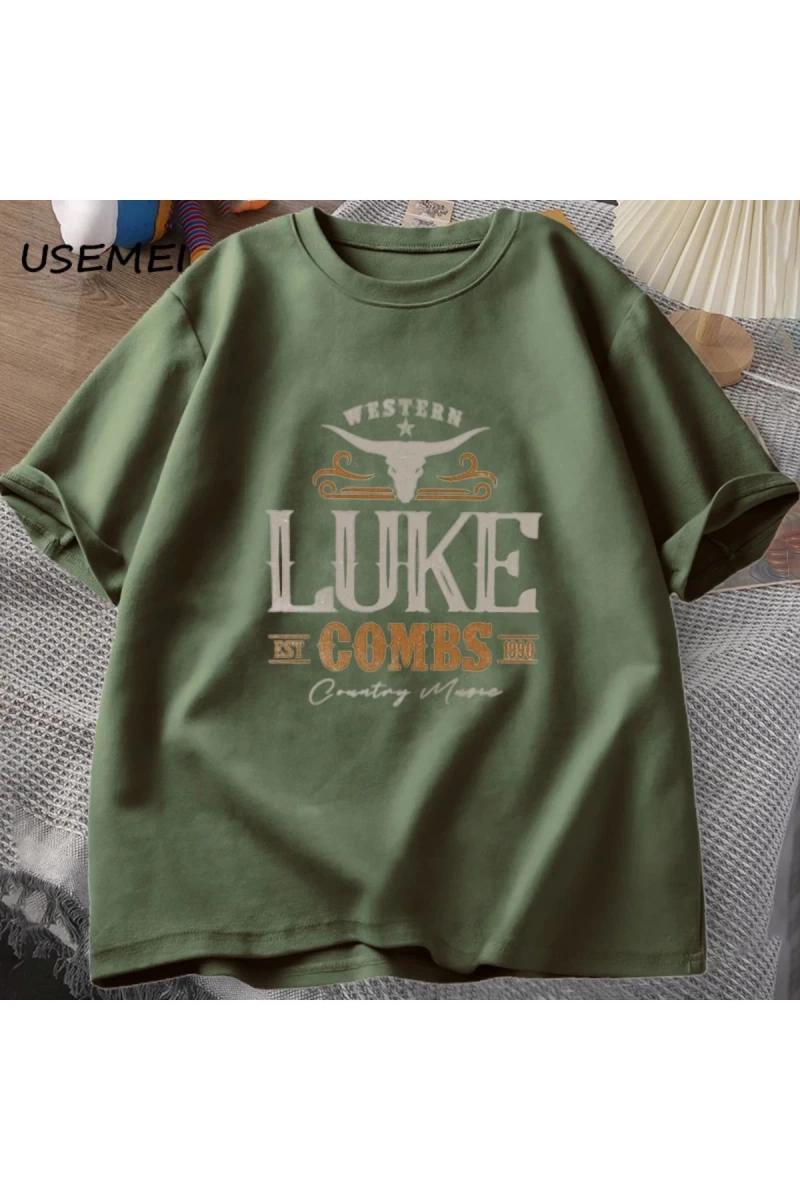 Vintage Luke Combs EST 1990 T Shirt erkek kadın batı ülke müzik Bullhead tur Merch T-shirt ko