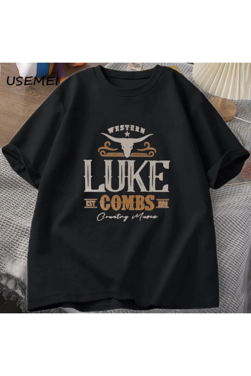 Vintage Luke Combs EST 1990 T Shirt erkek kadın batı ülke müzik Bullhead tur Merch T-shirt ko