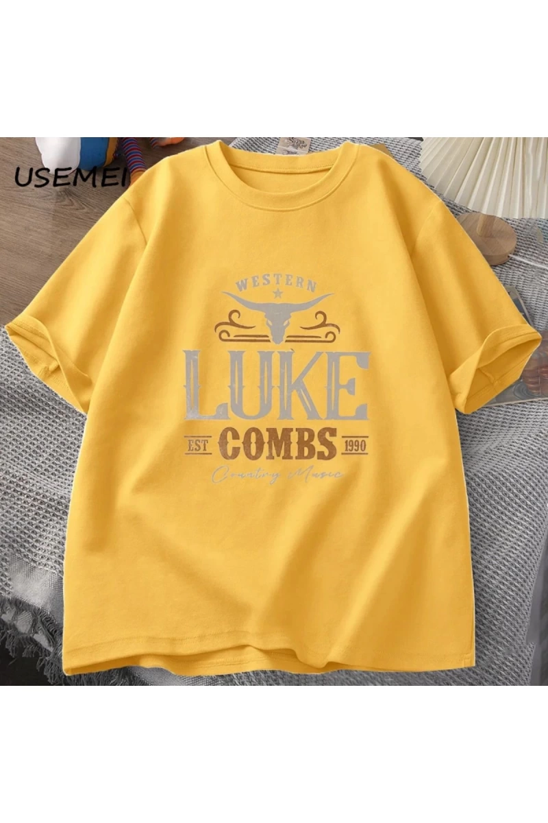 Vintage Luke Combs EST 1990 T Shirt erkek kadın batı ülke müzik Bullhead tur Merch T-shirt ko