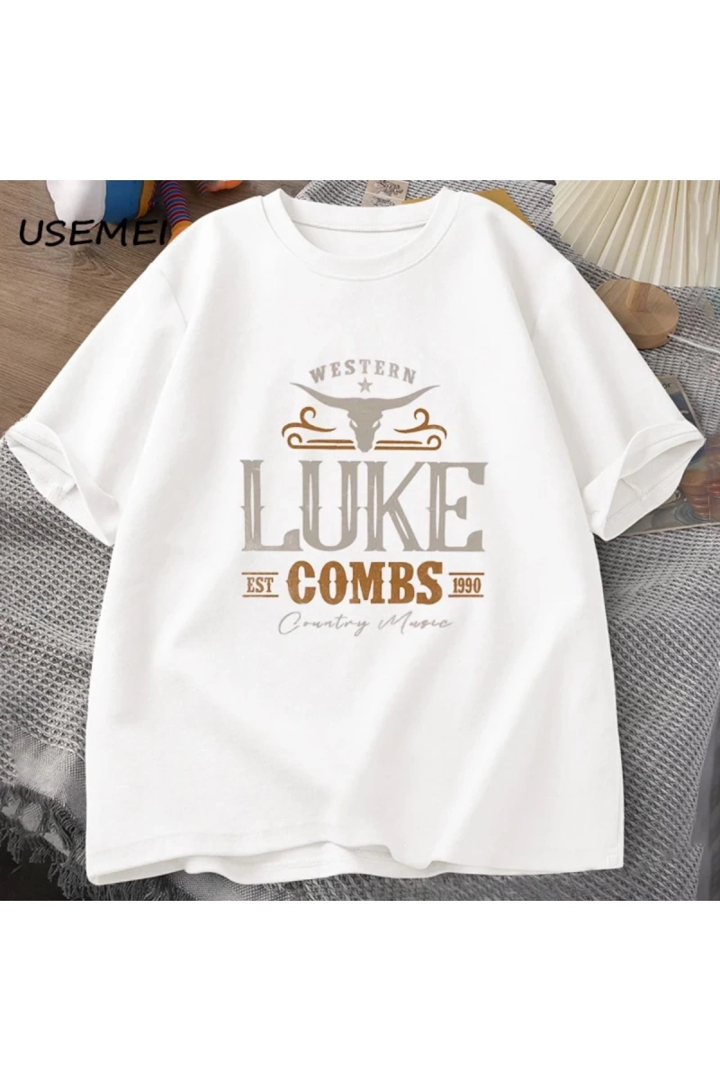 Vintage Luke Combs EST 1990 T Shirt erkek kadın batı ülke müzik Bullhead tur Merch T-shirt ko