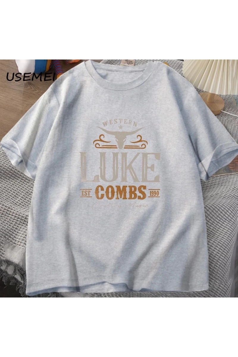 Vintage Luke Combs EST 1990 T Shirt erkek kadın batı ülke müzik Bullhead tur Merch T-shirt ko