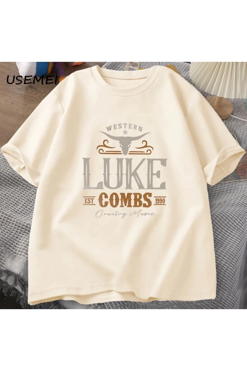 Vintage Luke Combs EST 1990 T Shirt erkek kadın batı ülke müzik Bullhead tur Merch T-shirt ko