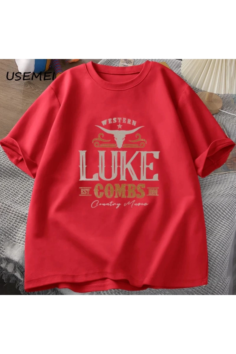 Vintage Luke Combs EST 1990 T Shirt erkek kadın batı ülke müzik Bullhead tur Merch T-shirt ko